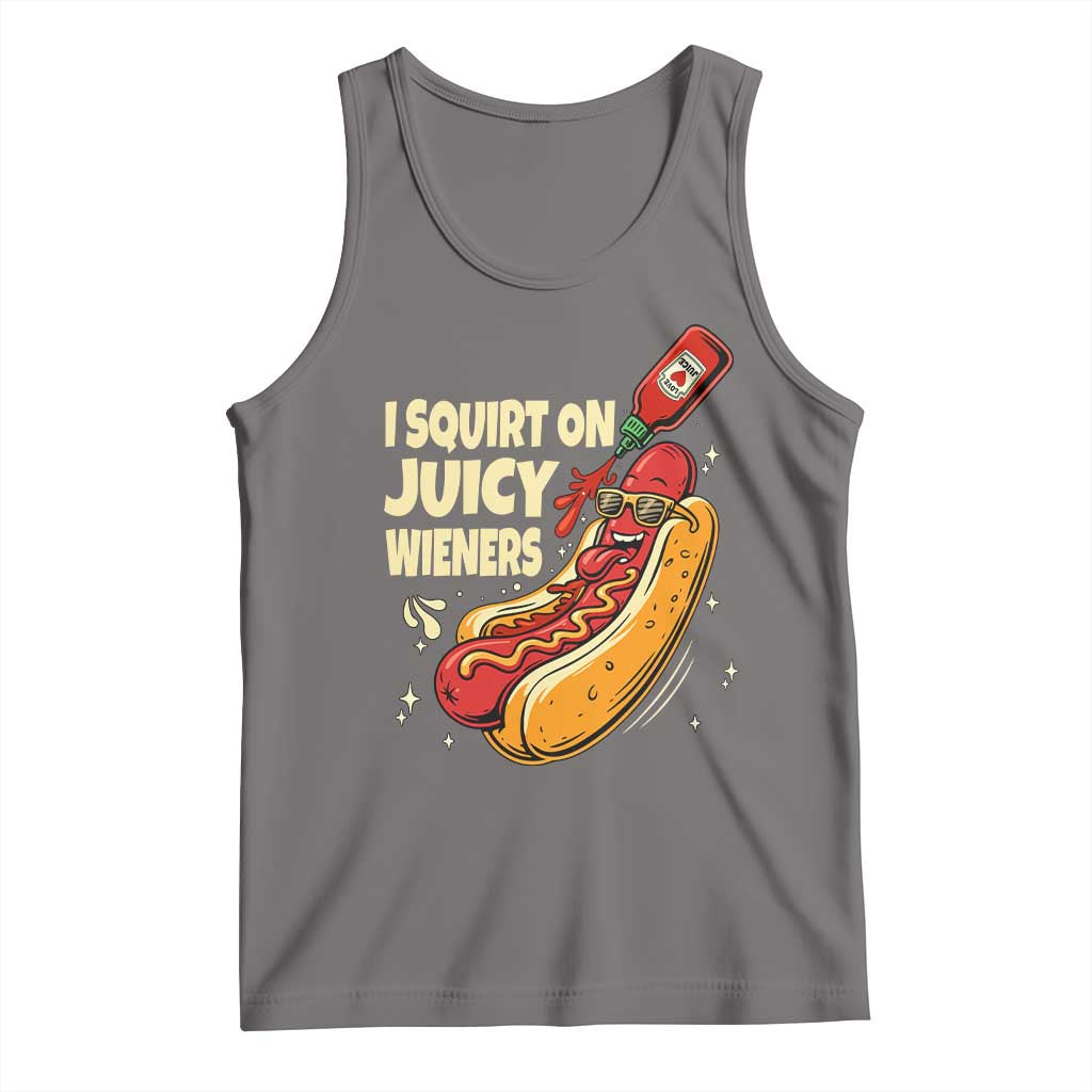 Funny I Squirt On Juicy Wieners Tank Top Inappropriate Dirty Adult Humor Hot Dog Joke TS11 Deep Heather Print Your Wear