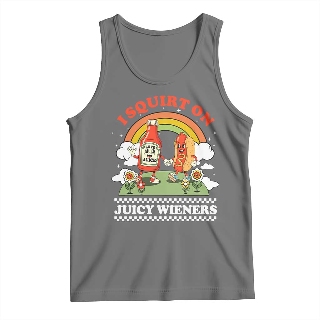 Funny I Squirt On Juicy Wieners Tank Top Adult Humor Dirty Gag Hot Dog Joke TS11 Black Heather Print Your Wear
