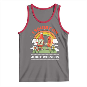 Funny I Squirt On Juicy Wieners Tank Top Adult Humor Dirty Gag Hot Dog Joke TS11 Deep Heather Red Print Your Wear