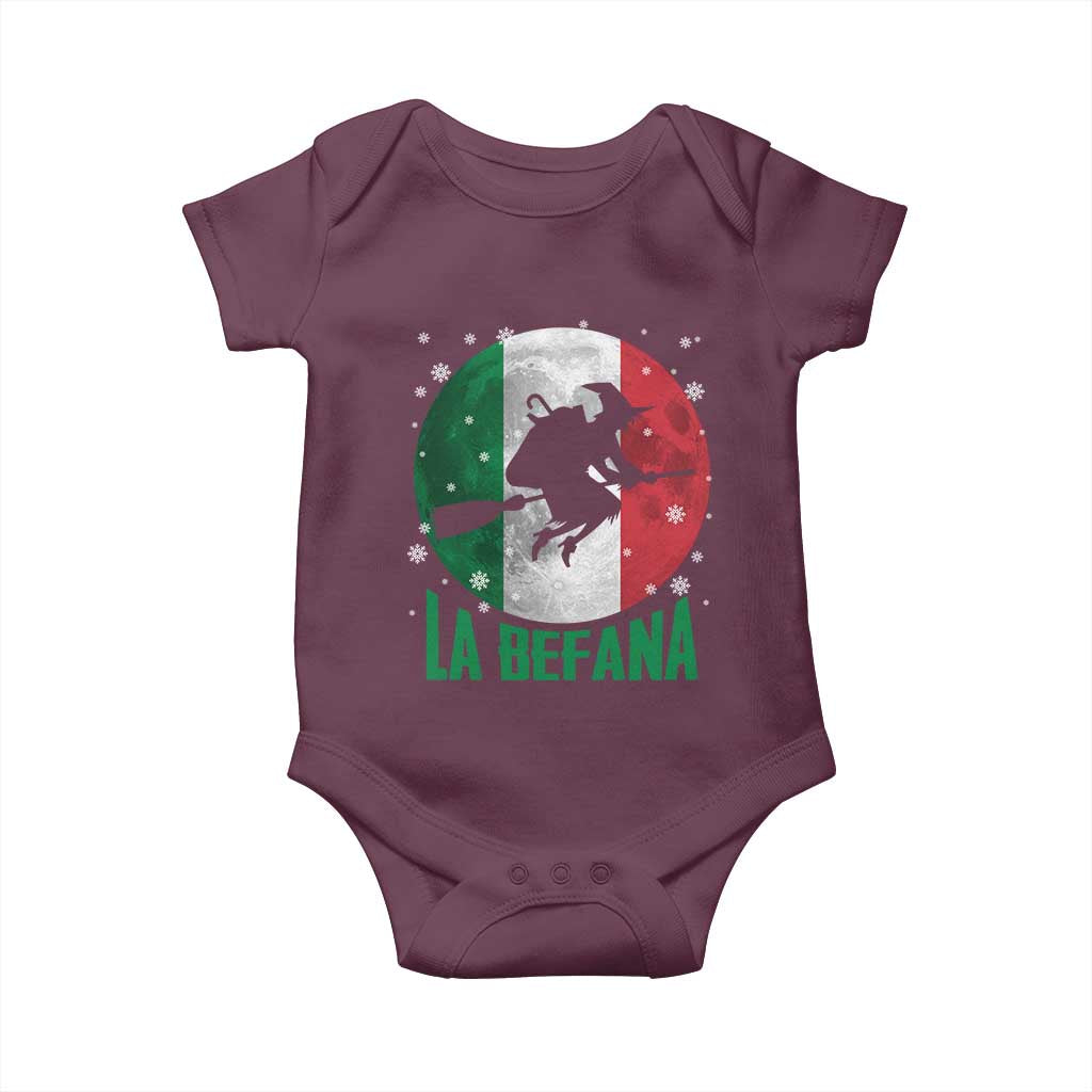 La Befana Italian Christmas Baby Onesie Xmas Witch Folklore Italy Holiday TS11 Maroon Print Your Wear