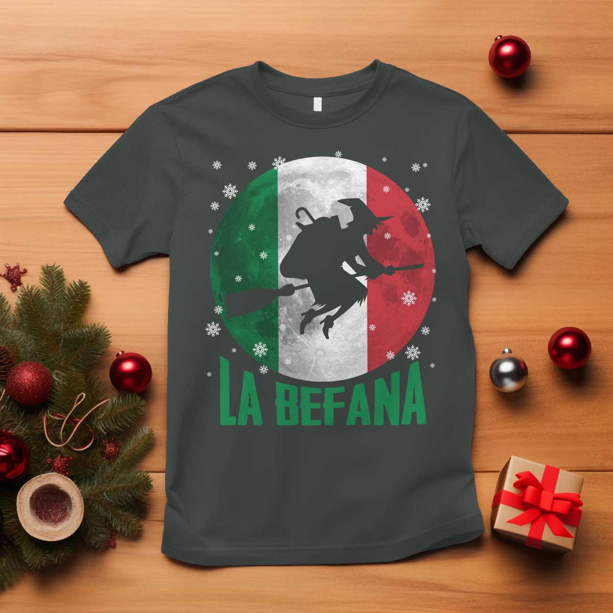 La Befana Italian Christmas T Shirt Xmas Witch Folklore Italy Holiday TS11 Dark Heather Print Your Wear