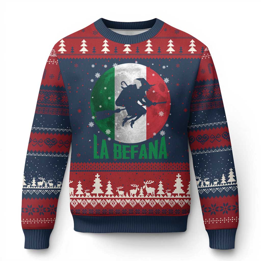 La Befana Italian Xmas Ugly Christmas Sweater Xmas Witch Folklore Italy Holiday TS11 Navy Red Print Your Wear
