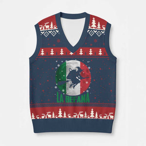 La Befana Italian Xmas V-Neck Knit Sweater Vest Xmas Witch Folklore Italy Holiday TS11 Navy Red Print Your Wear