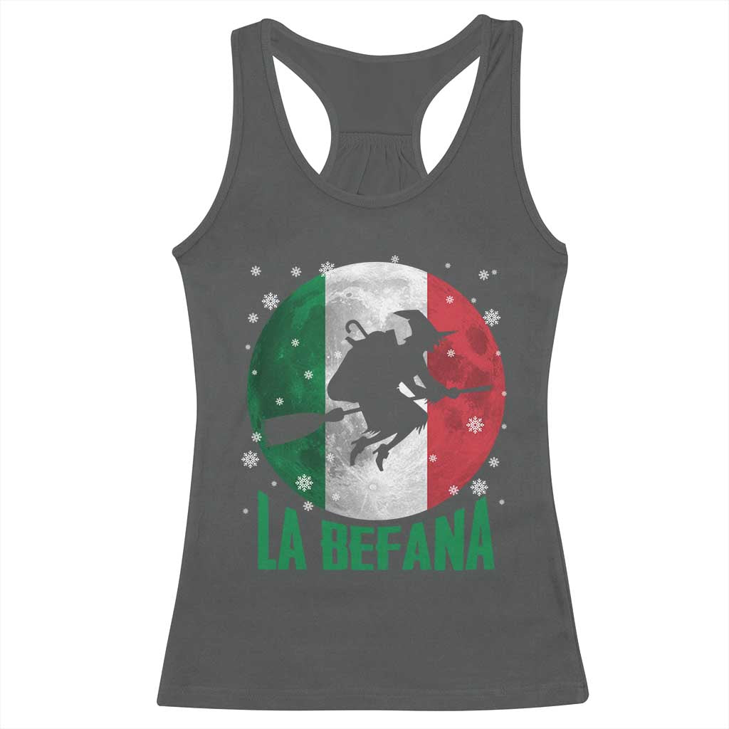La Befana Italian Christmas Racerback Tank Top Xmas Witch Folklore Italy Holiday TS11 Dark Heather Print Your Wear