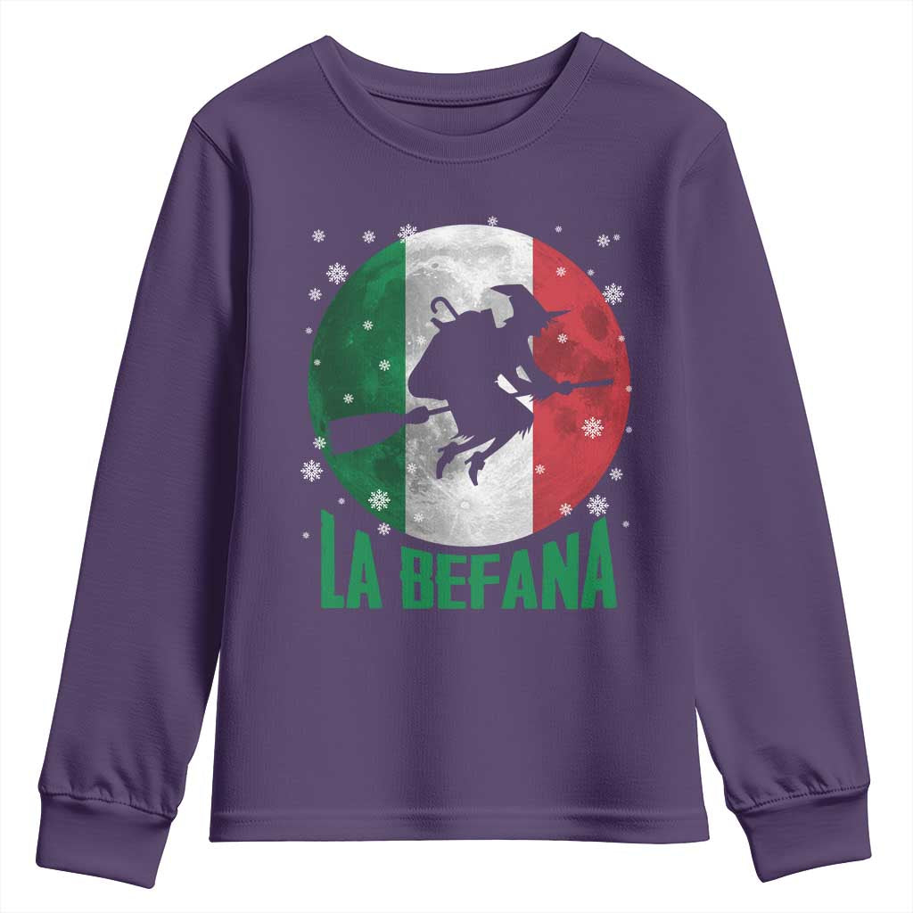 La Befana Italian Christmas Youth Sweatshirt Xmas Witch Folklore Italy Holiday TS11 Purple Print Your Wear