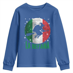 La Befana Italian Christmas Youth Sweatshirt Xmas Witch Folklore Italy Holiday TS11 Royal Blue Print Your Wear