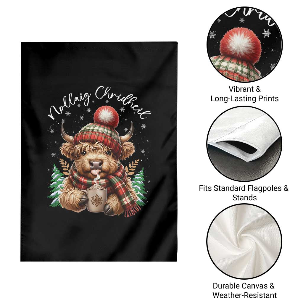 Scottish Christmas Garden Flag Nollaig Chridheil Gaelic Xmas Higland Cow TS11 Print Your Wear