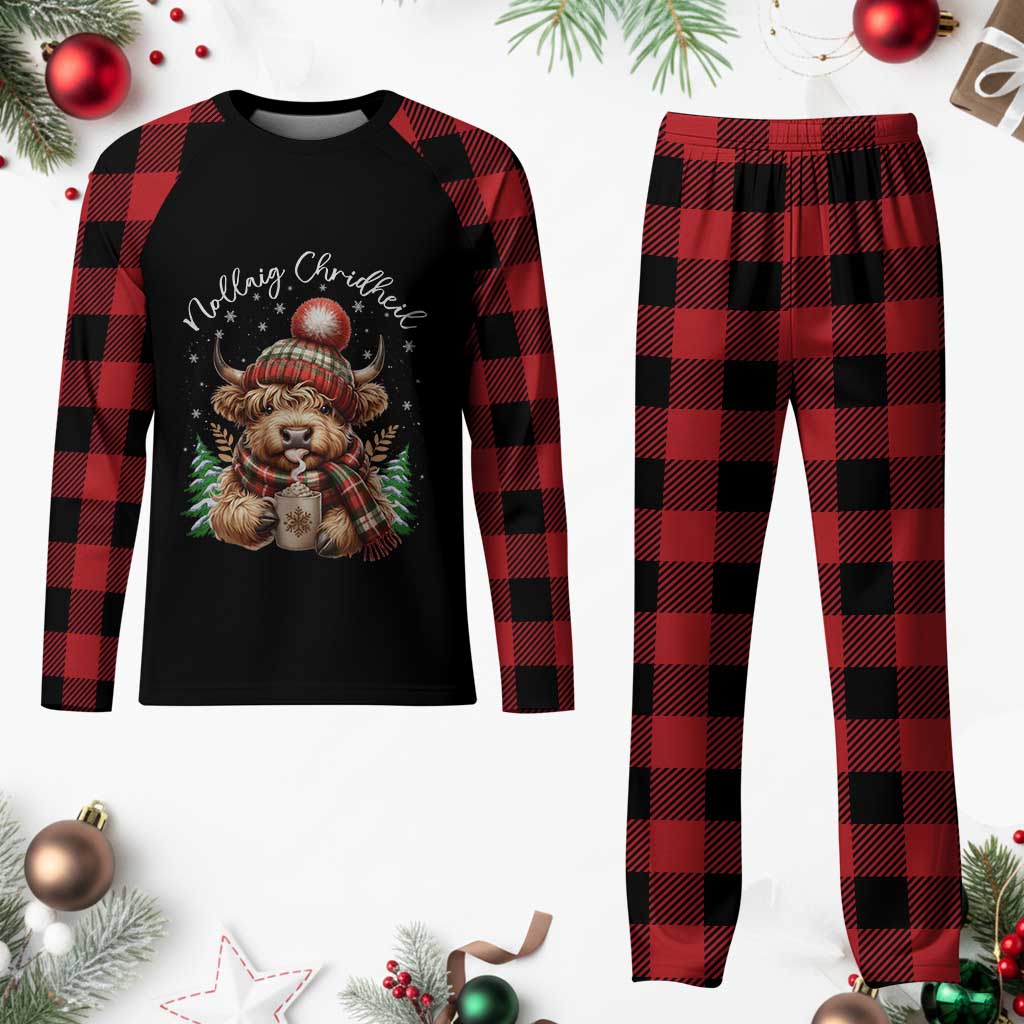 Scottish Christmas Plaid Pajama Set Nollaig Chridheil Gaelic Xmas Higland Cow TS11 Buffalo Plaid Print Your Wear
