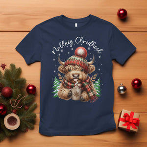 Scottish Christmas T Shirt Nollaig Chridheil Gaelic Xmas Higland Cow TS11 Navy Print Your Wear