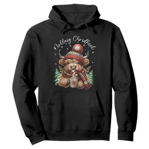 Scottish Christmas Hoodie Nollaig Chridheil Gaelic Xmas Higland Cow TS11 Black Print Your Wear