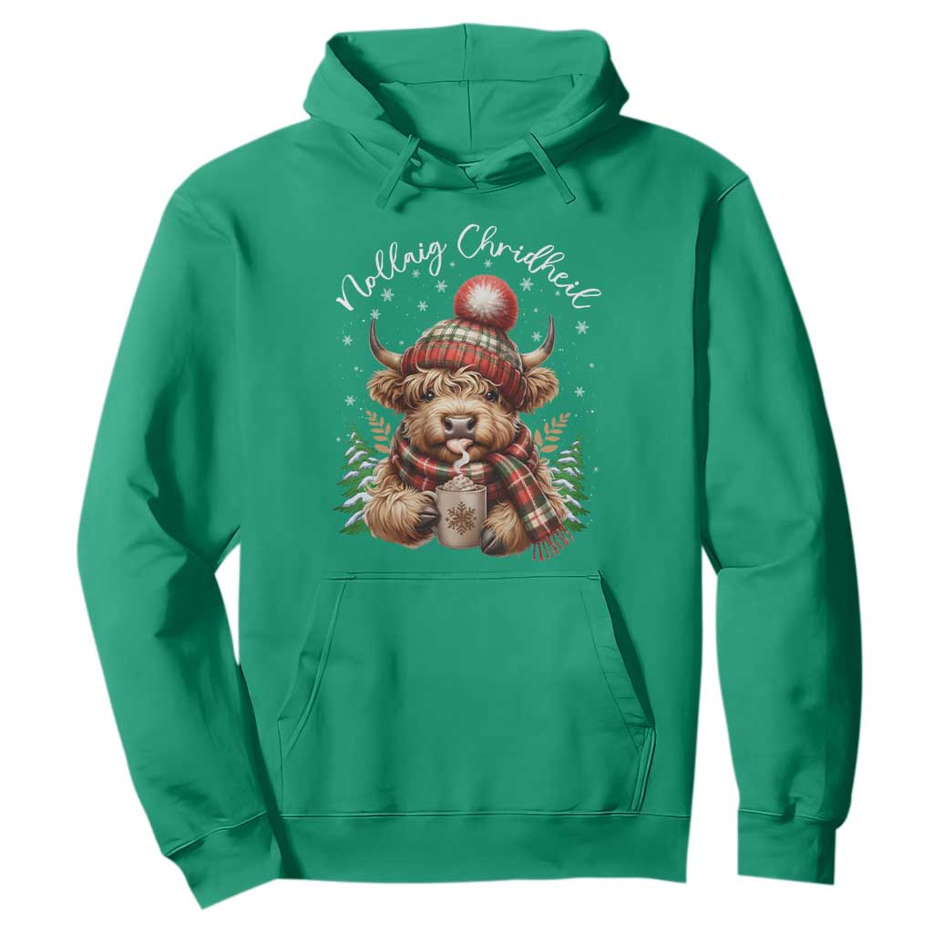 Scottish Christmas Hoodie Nollaig Chridheil Gaelic Xmas Higland Cow TS11 Irish Green Print Your Wear