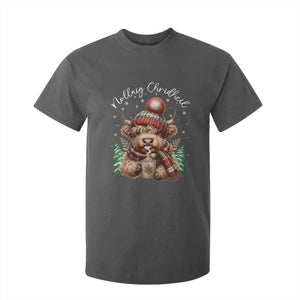 Scottish Christmas T Shirt For Kid Nollaig Chridheil Gaelic Xmas Higland Cow TS11 Dark Heather Print Your Wear