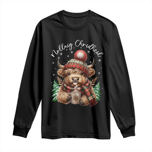 Scottish Christmas Long Sleeve Shirt Nollaig Chridheil Gaelic Xmas Higland Cow TS11 Black Print Your Wear