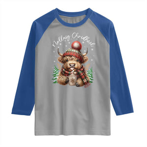 Scottish Christmas Raglan Shirt Nollaig Chridheil Gaelic Xmas Higland Cow TS11 Sport Gray Royal Print Your Wear