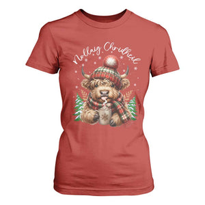 Scottish Christmas T Shirt For Women Nollaig Chridheil Gaelic Xmas Higland Cow TS11 Red Print Your Wear
