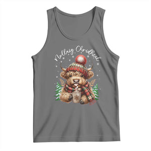 Scottish Christmas Tank Top Nollaig Chridheil Gaelic Xmas Higland Cow TS11 Black Heather Print Your Wear