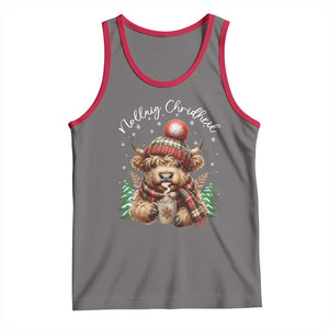 Scottish Christmas Tank Top Nollaig Chridheil Gaelic Xmas Higland Cow TS11 Deep Heather Red Print Your Wear