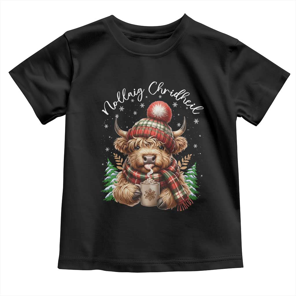 Scottish Christmas Toddler T Shirt Nollaig Chridheil Gaelic Xmas Higland Cow TS11 Black Print Your Wear