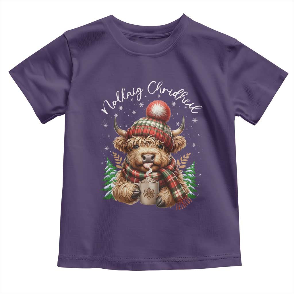 Scottish Christmas Toddler T Shirt Nollaig Chridheil Gaelic Xmas Higland Cow TS11 Purple Print Your Wear