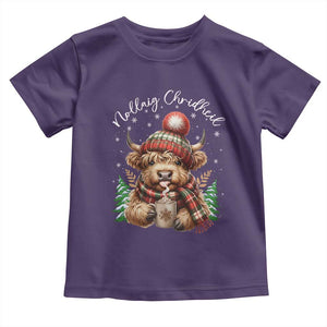 Scottish Christmas Toddler T Shirt Nollaig Chridheil Gaelic Xmas Higland Cow TS11 Purple Print Your Wear