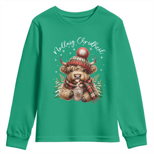 Scottish Christmas Youth Sweatshirt Nollaig Chridheil Gaelic Xmas Higland Cow TS11 Irish Green Print Your Wear