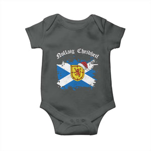 Scottish Christmas Baby Onesie Nollaig Chridheil Gaelic Xmas Scotland Lion Rampant TS11 Dark Heather Print Your Wear