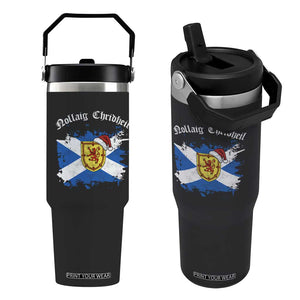 Scottish Christmas Flip Straw Tumbler Nollaig Chridheil Gaelic Xmas Scotland Lion Rampant TS11 One Size: 30 oz Black Print Your Wear