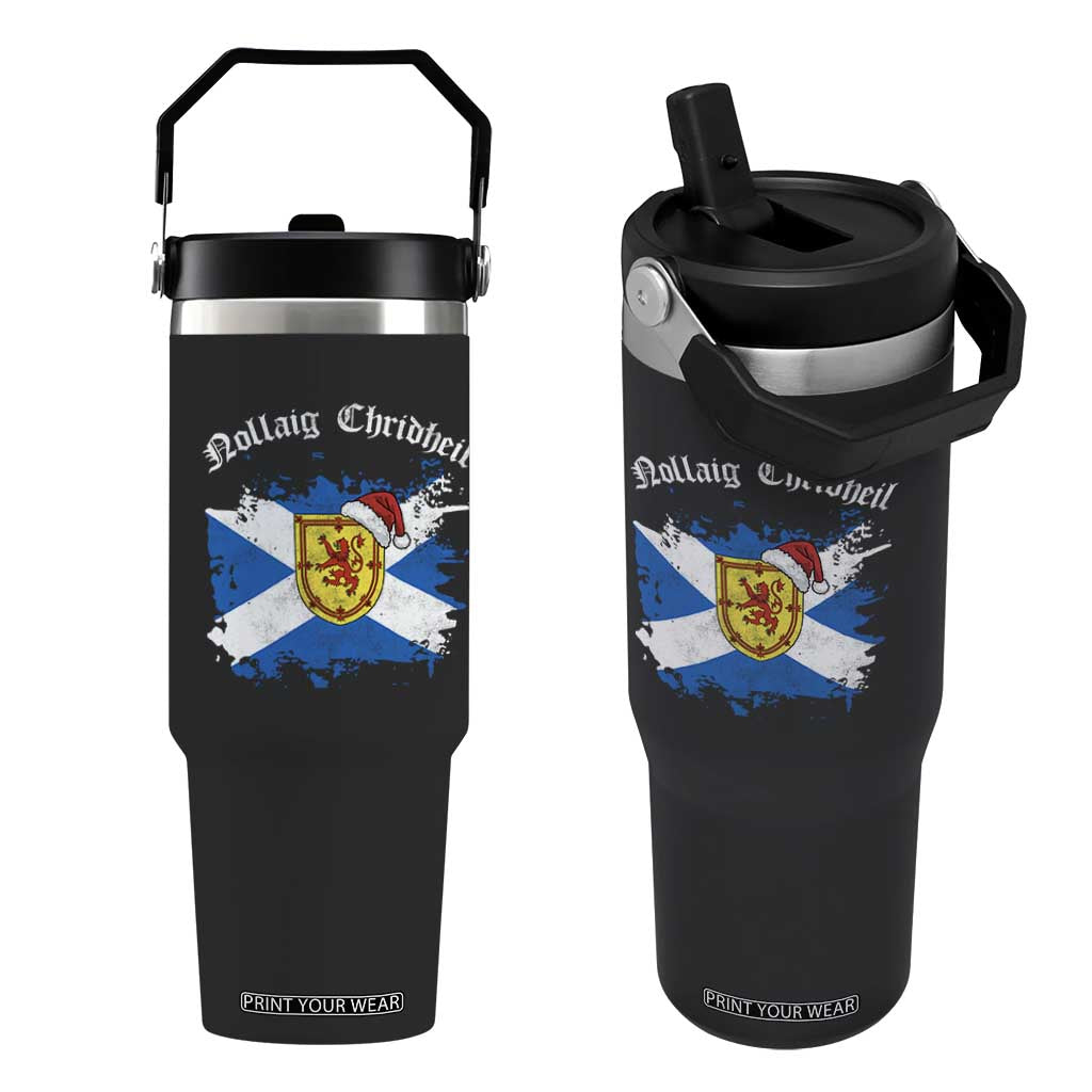 Scottish Christmas Flip Straw Tumbler Nollaig Chridheil Gaelic Xmas Scotland Lion Rampant TS11 One Size: 30 oz Black Print Your Wear