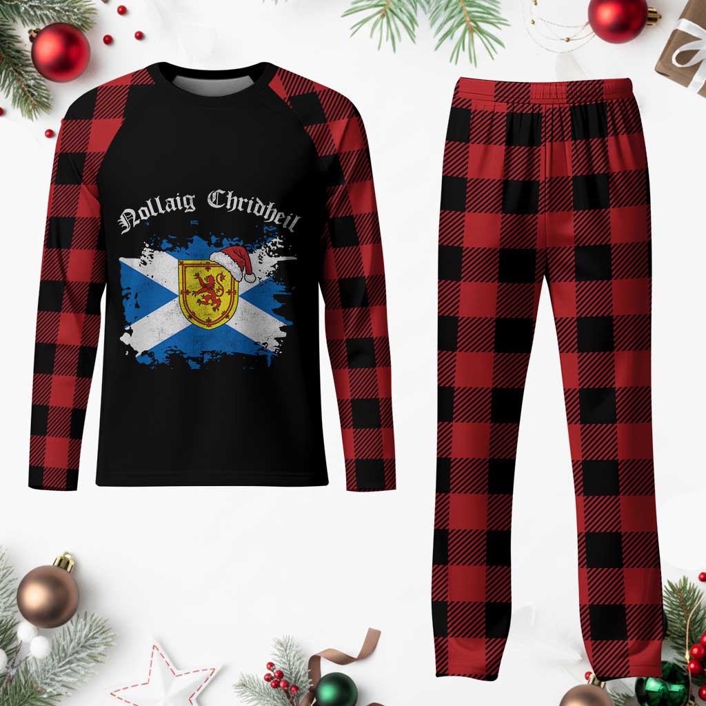 Scottish Christmas Plaid Pajama Set Nollaig Chridheil Gaelic Xmas Scotland Lion Rampant - Print Your Wear