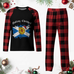 Scottish Christmas Plaid Pajama Set Nollaig Chridheil Gaelic Xmas Scotland Lion Rampant - Print Your Wear