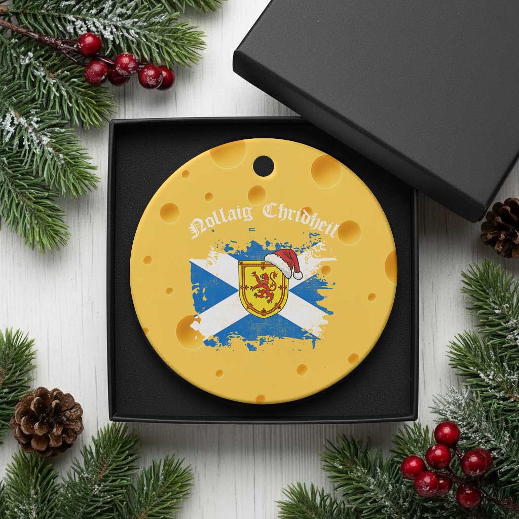 Scottish Christmas Ceramic Ornament Nollaig Chridheil Gaelic Xmas Scotland Lion Rampant TS11 1pc Yellow Cheese Print Your Wear