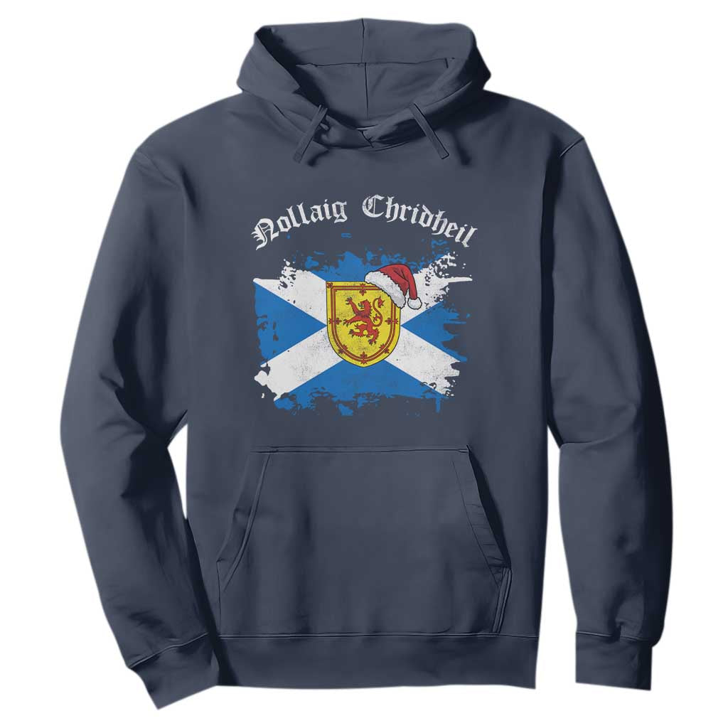 Scottish Christmas Hoodie Nollaig Chridheil Gaelic Xmas Scotland Lion Rampant TS11 Navy Print Your Wear