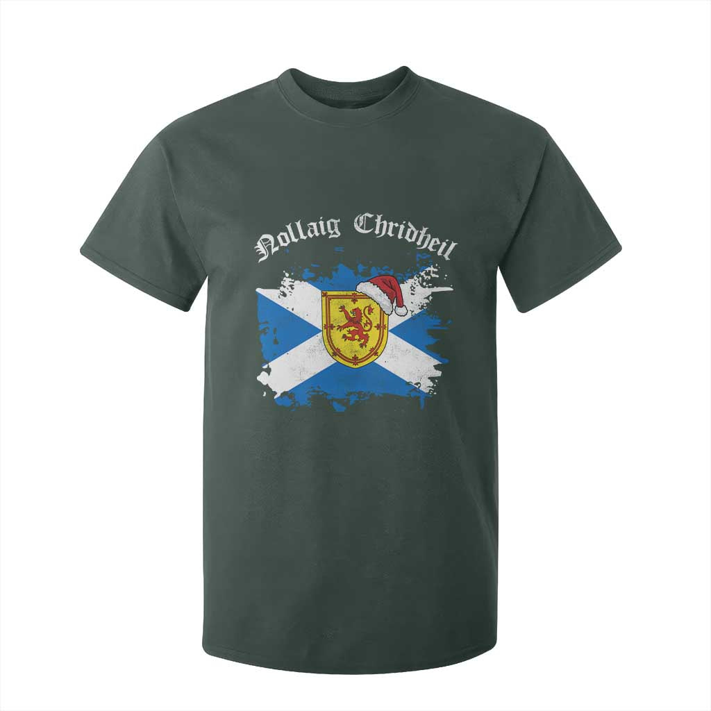 Scottish Christmas T Shirt For Kid Nollaig Chridheil Gaelic Xmas Scotland Lion Rampant TS11 Dark Forest Green Print Your Wear