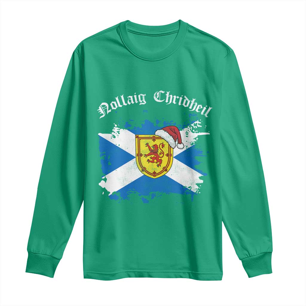 Scottish Christmas Long Sleeve Shirt Nollaig Chridheil Gaelic Xmas Scotland Lion Rampant TS11 Irish Green Print Your Wear