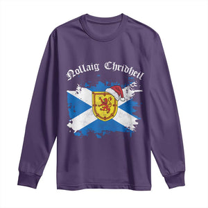Scottish Christmas Long Sleeve Shirt Nollaig Chridheil Gaelic Xmas Scotland Lion Rampant TS11 Purple Print Your Wear
