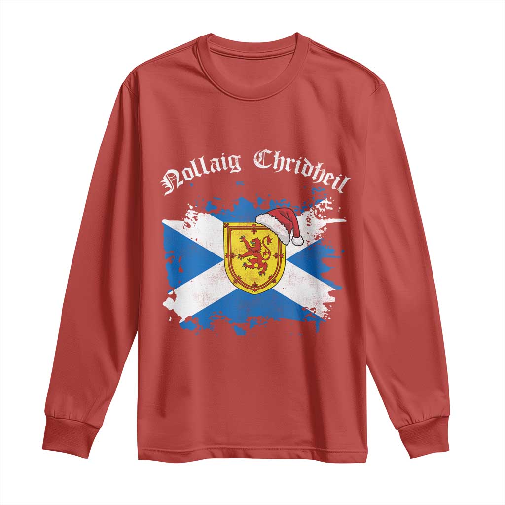Scottish Christmas Long Sleeve Shirt Nollaig Chridheil Gaelic Xmas Scotland Lion Rampant TS11 Red Print Your Wear