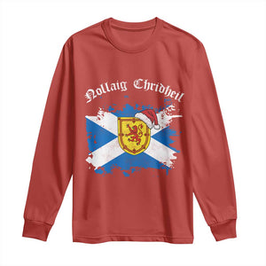 Scottish Christmas Long Sleeve Shirt Nollaig Chridheil Gaelic Xmas Scotland Lion Rampant TS11 Red Print Your Wear