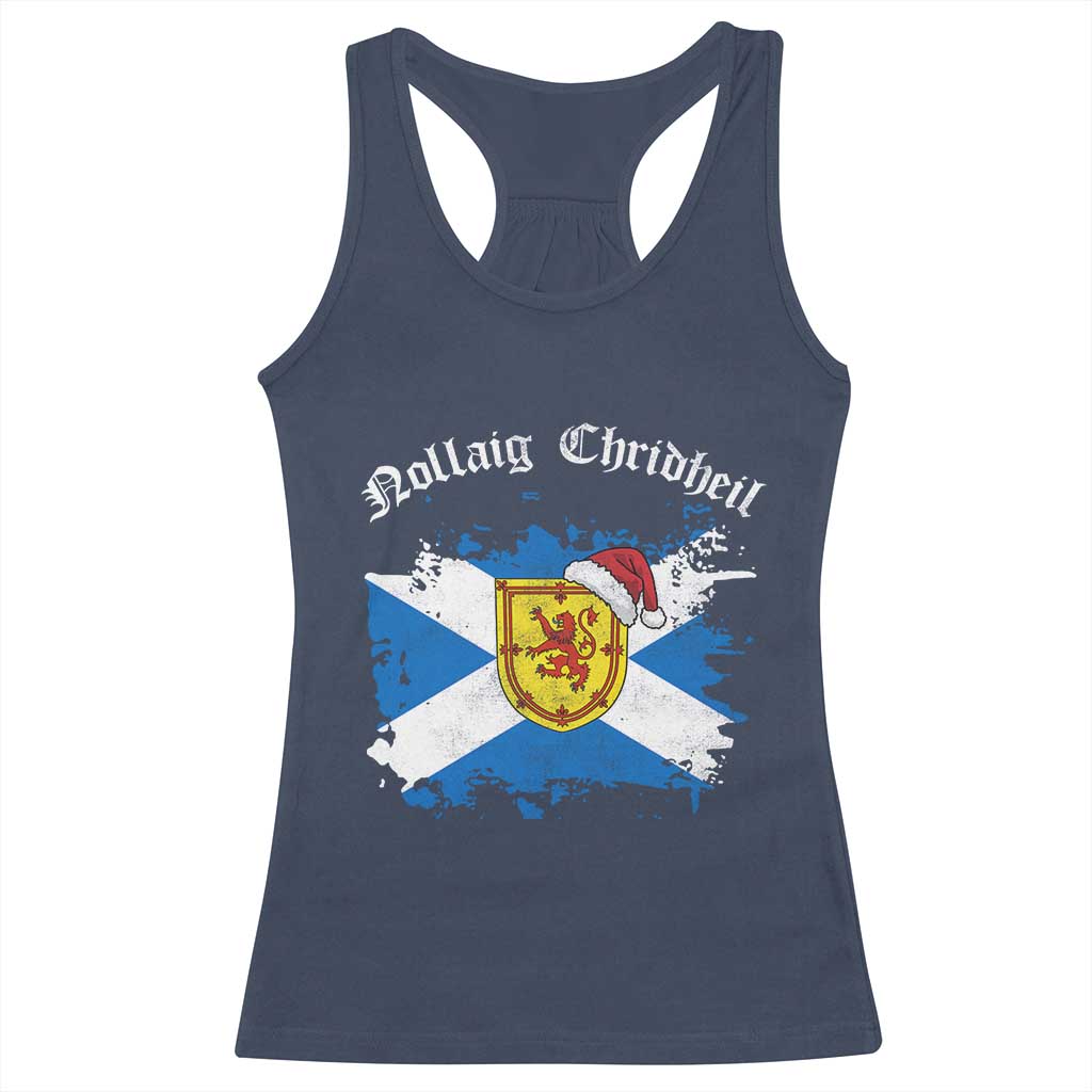 Scottish Christmas Racerback Tank Top Nollaig Chridheil Gaelic Xmas Scotland Lion Rampant TS11 Navy Print Your Wear
