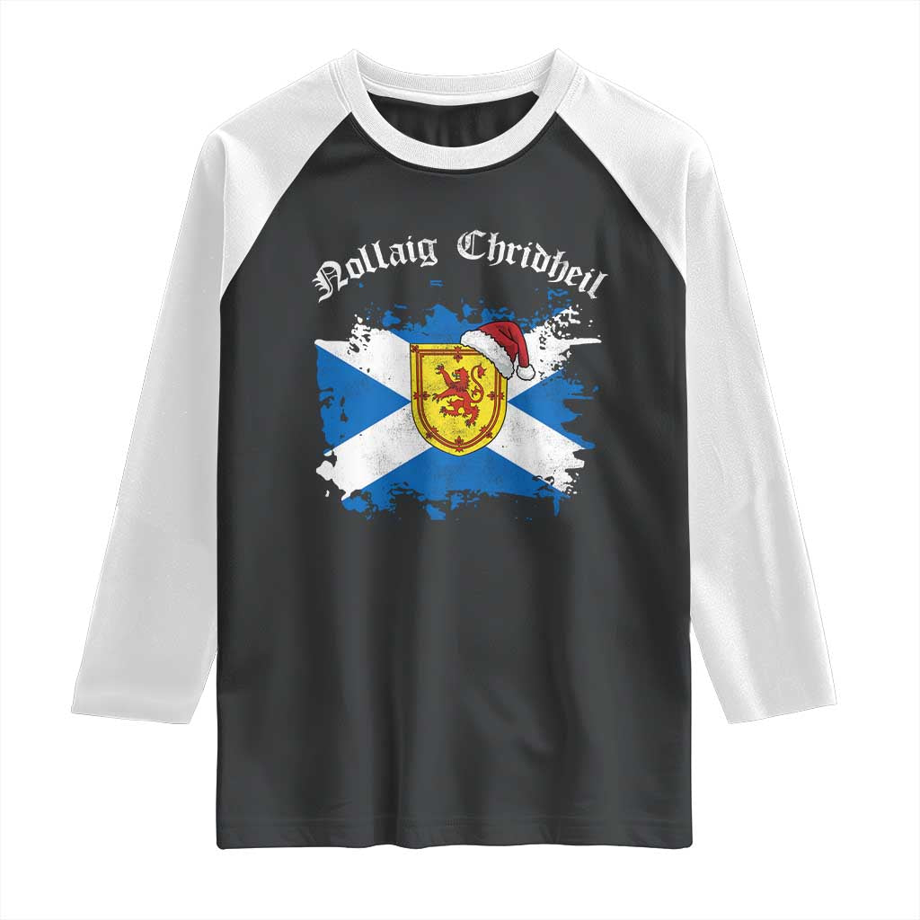 Scottish Christmas Raglan Shirt Nollaig Chridheil Gaelic Xmas Scotland Lion Rampant TS11 Black White Print Your Wear