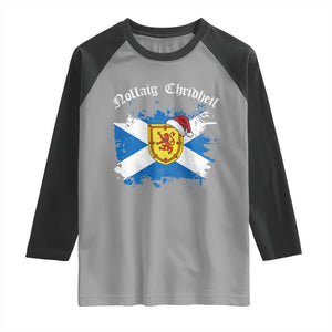 Scottish Christmas Raglan Shirt Nollaig Chridheil Gaelic Xmas Scotland Lion Rampant TS11 Sport Gray Black Print Your Wear