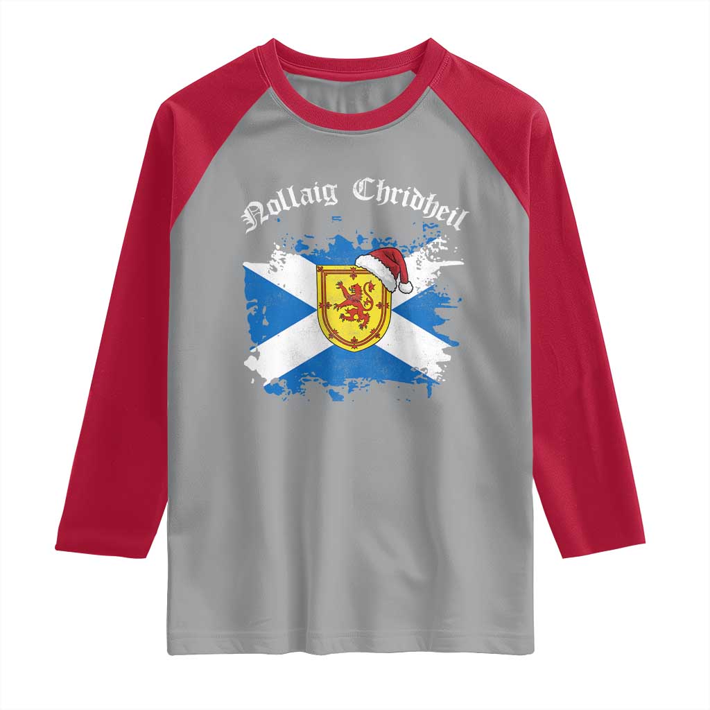 Scottish Christmas Raglan Shirt Nollaig Chridheil Gaelic Xmas Scotland Lion Rampant TS11 Sport Gray Red Print Your Wear