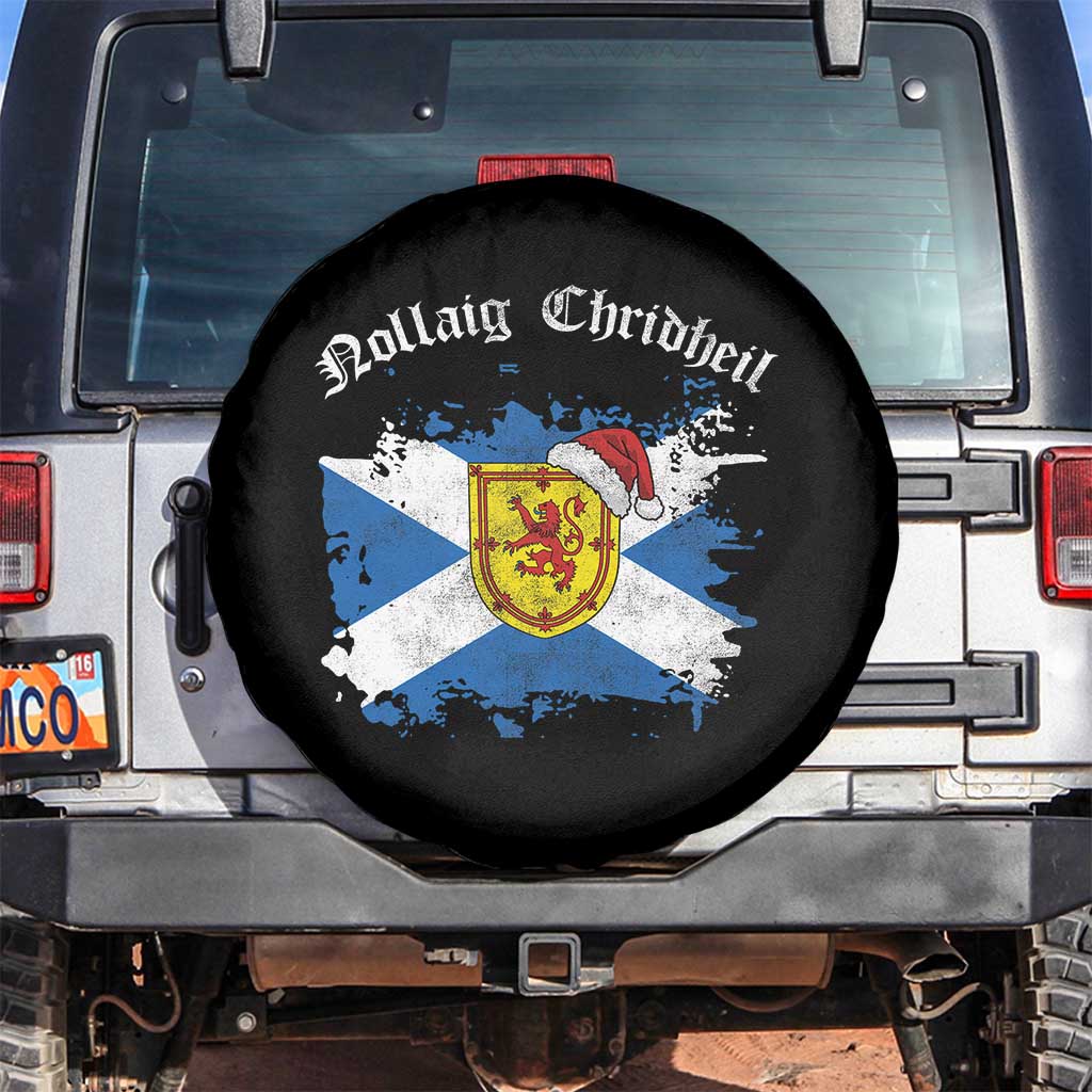 Scottish Christmas Spare Tire Cover Nollaig Chridheil Gaelic Xmas Scotland Lion Rampant TS11 No hole Black Print Your Wear