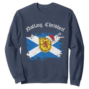 Scottish Christmas Sweatshirt Nollaig Chridheil Gaelic Xmas Scotland Lion Rampant TS11 Navy Print Your Wear