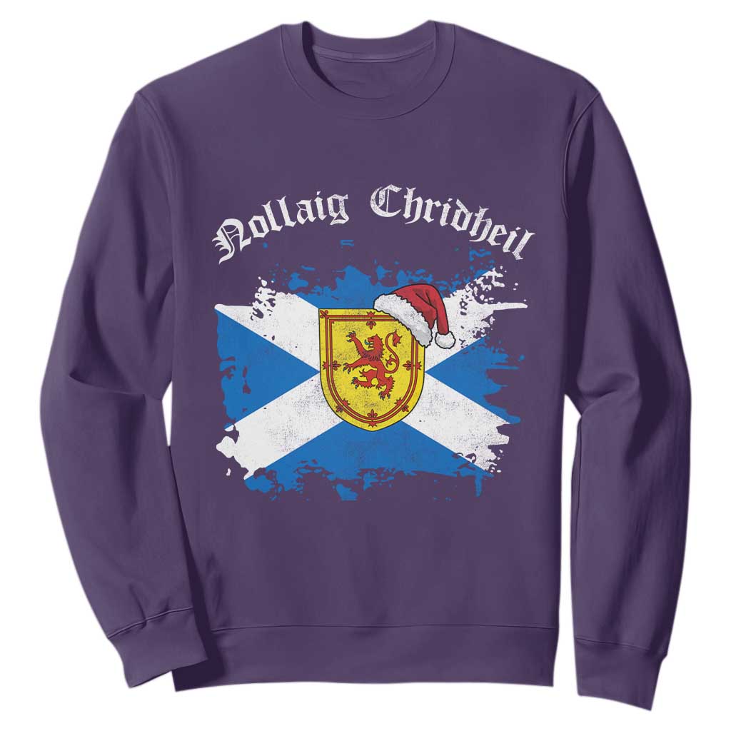 Scottish Christmas Sweatshirt Nollaig Chridheil Gaelic Xmas Scotland Lion Rampant TS11 Purple Print Your Wear