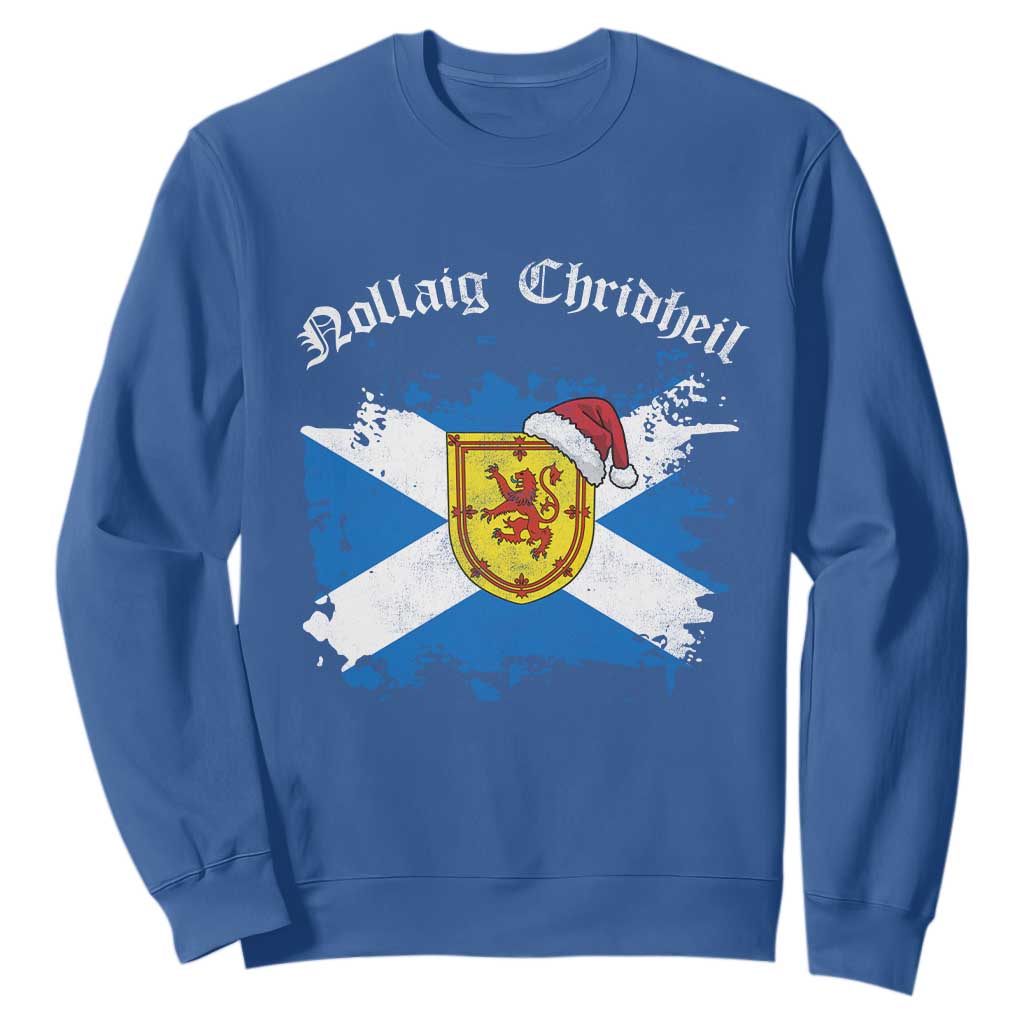 Scottish Christmas Sweatshirt Nollaig Chridheil Gaelic Xmas Scotland Lion Rampant TS11 Royal Blue Print Your Wear