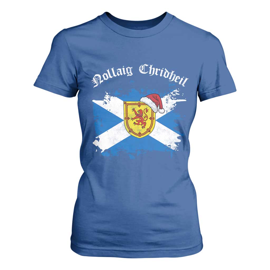 Scottish Christmas T Shirt For Women Nollaig Chridheil Gaelic Xmas Scotland Lion Rampant TS11 Royal Blue Print Your Wear
