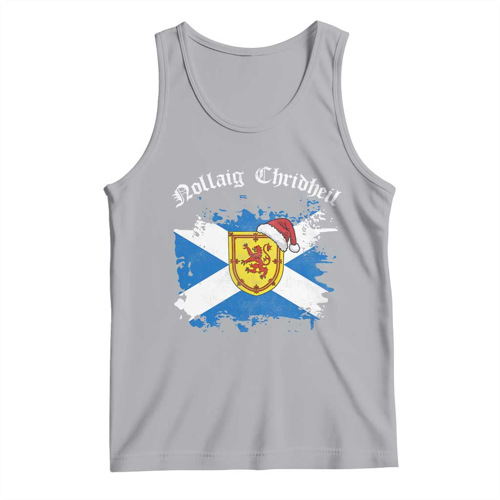 Scottish Christmas Tank Top Nollaig Chridheil Gaelic Xmas Scotland Lion Rampant TS11 Athletic Heather Print Your Wear