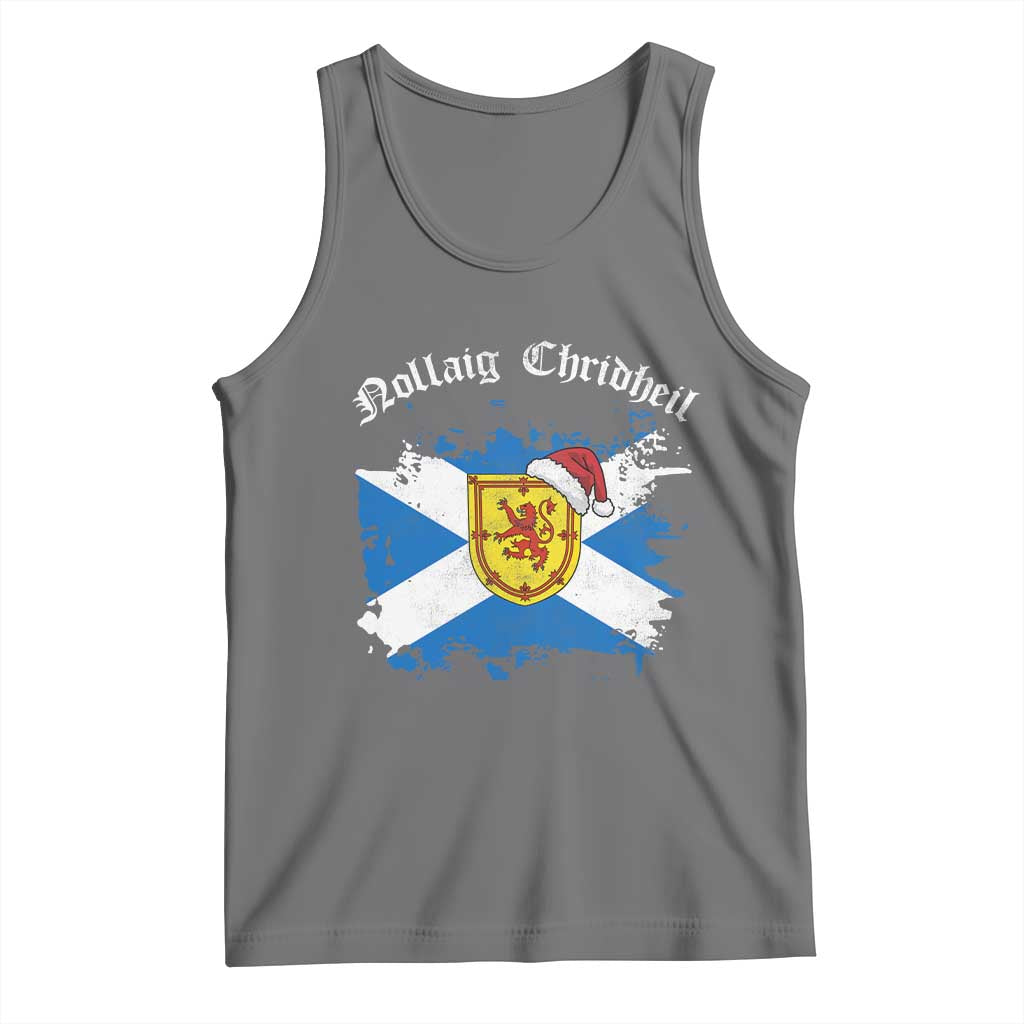 Scottish Christmas Tank Top Nollaig Chridheil Gaelic Xmas Scotland Lion Rampant TS11 Black Heather Print Your Wear