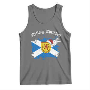 Scottish Christmas Tank Top Nollaig Chridheil Gaelic Xmas Scotland Lion Rampant TS11 Black Heather Print Your Wear