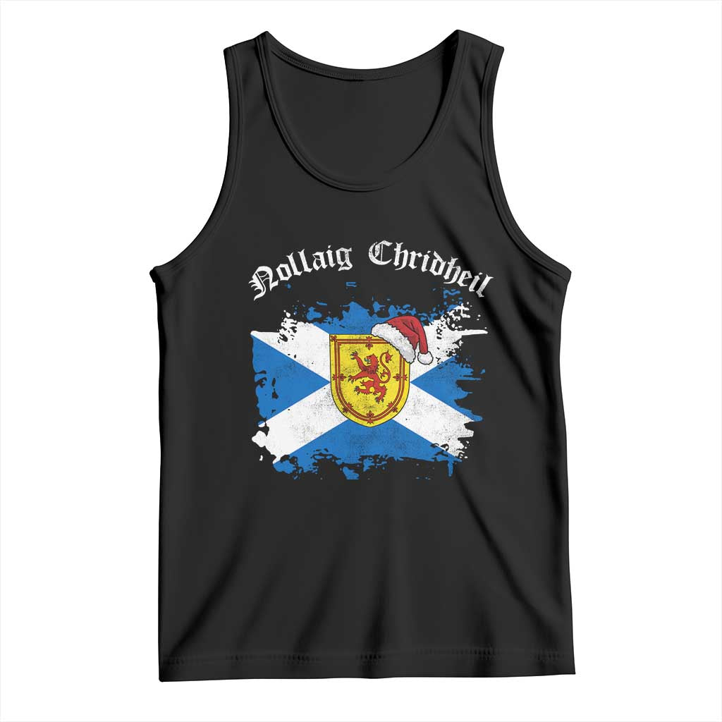 Scottish Christmas Tank Top Nollaig Chridheil Gaelic Xmas Scotland Lion Rampant - Print Your Wear
